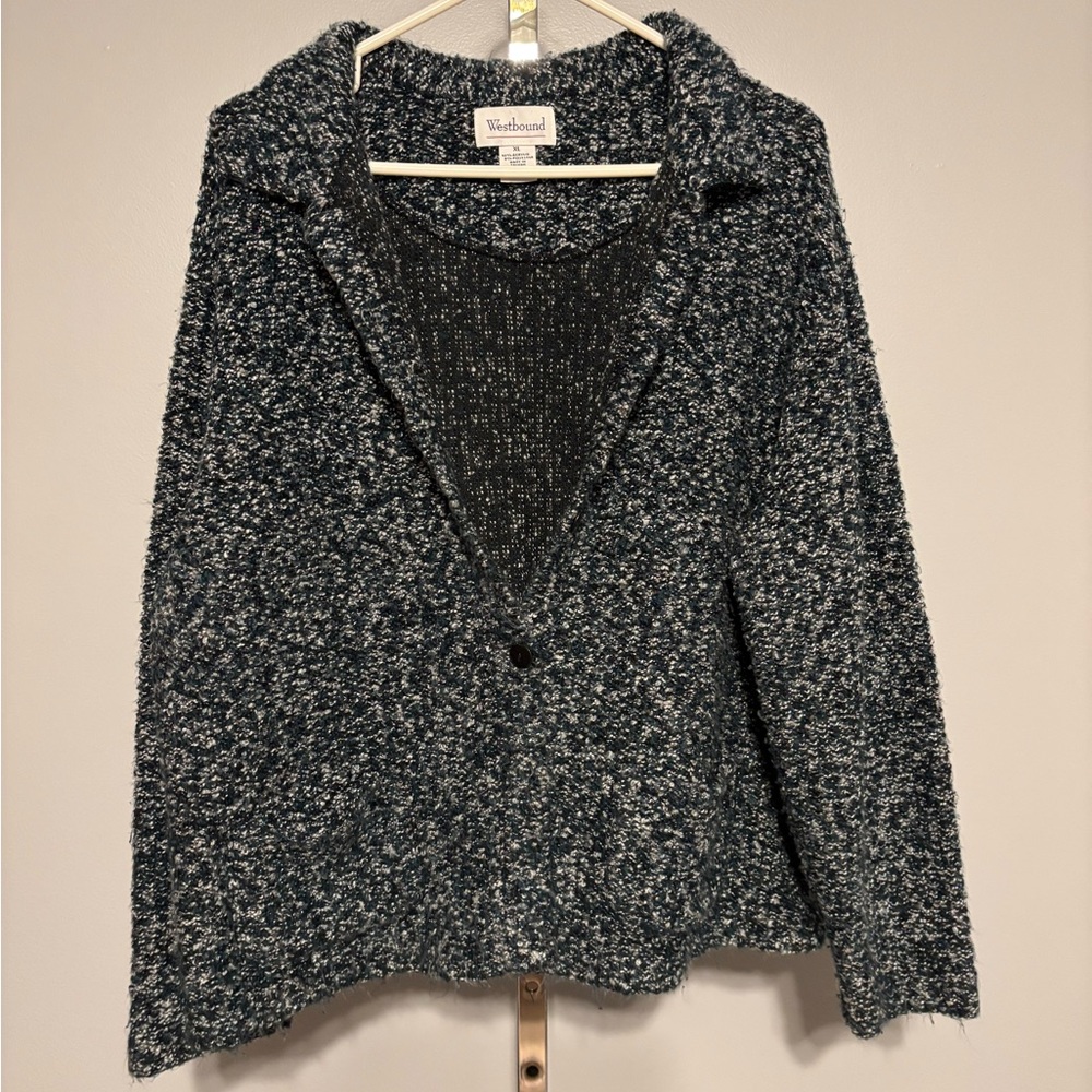 Westbound Women’s Cardigan Sweater Acrylic/Polyester‎ Button Closure Blue XL